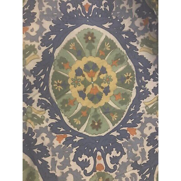 Pottery Barn Caesarea Medallion cotton duvet cover blue green white Queen/ Full - Picture 12 of 14